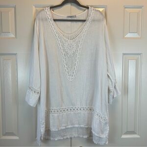 Martina Innocenti White Italian Linen Tunic Blouse